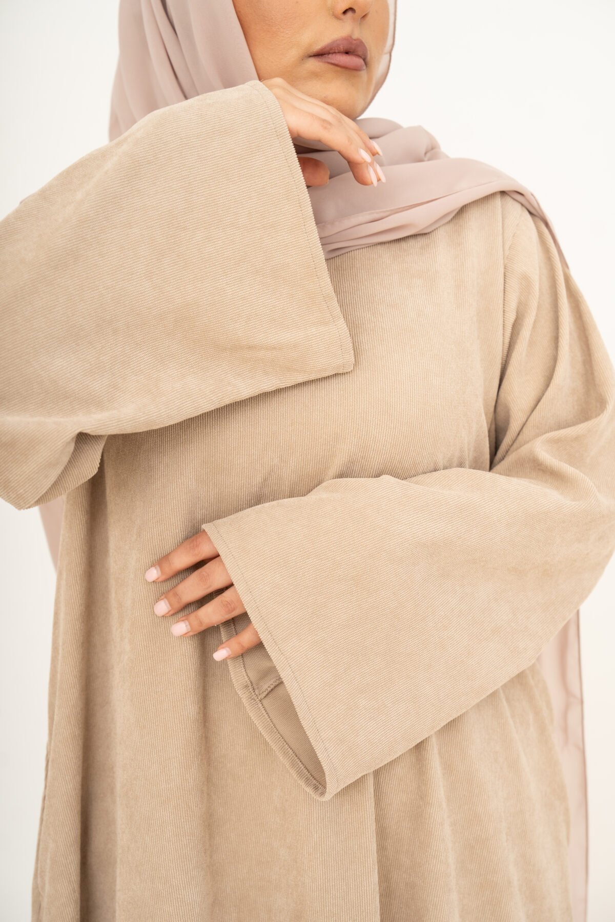 Nude Corduroy Abaya - Image 2