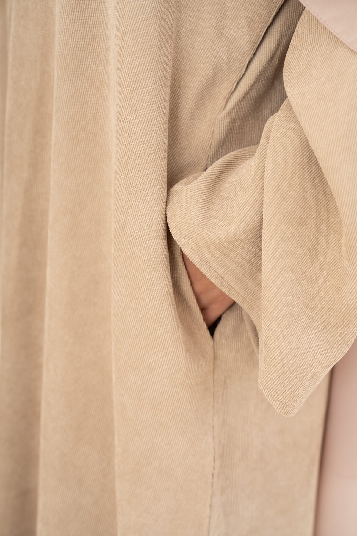 Nude Corduroy Abaya - Image 3