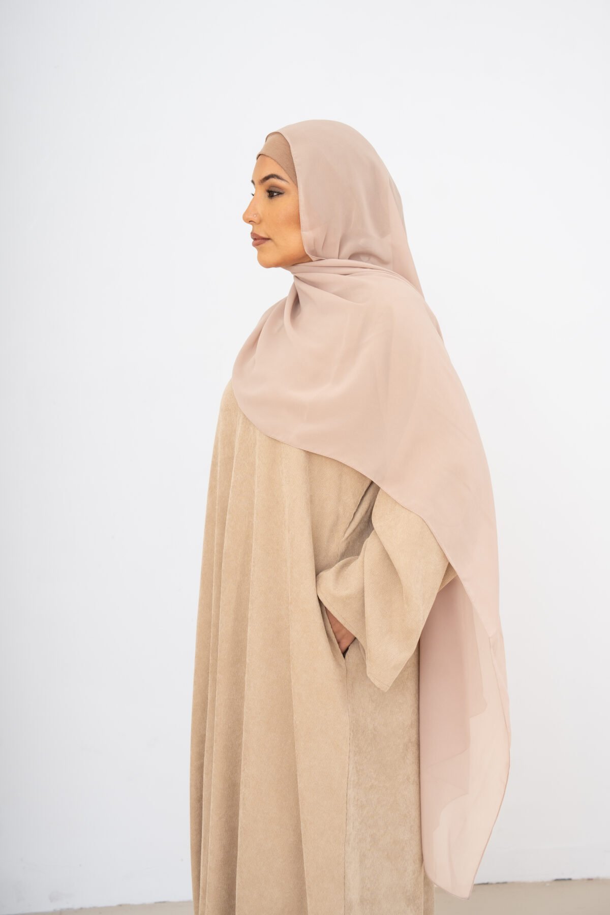 Nude Corduroy Abaya - Image 5