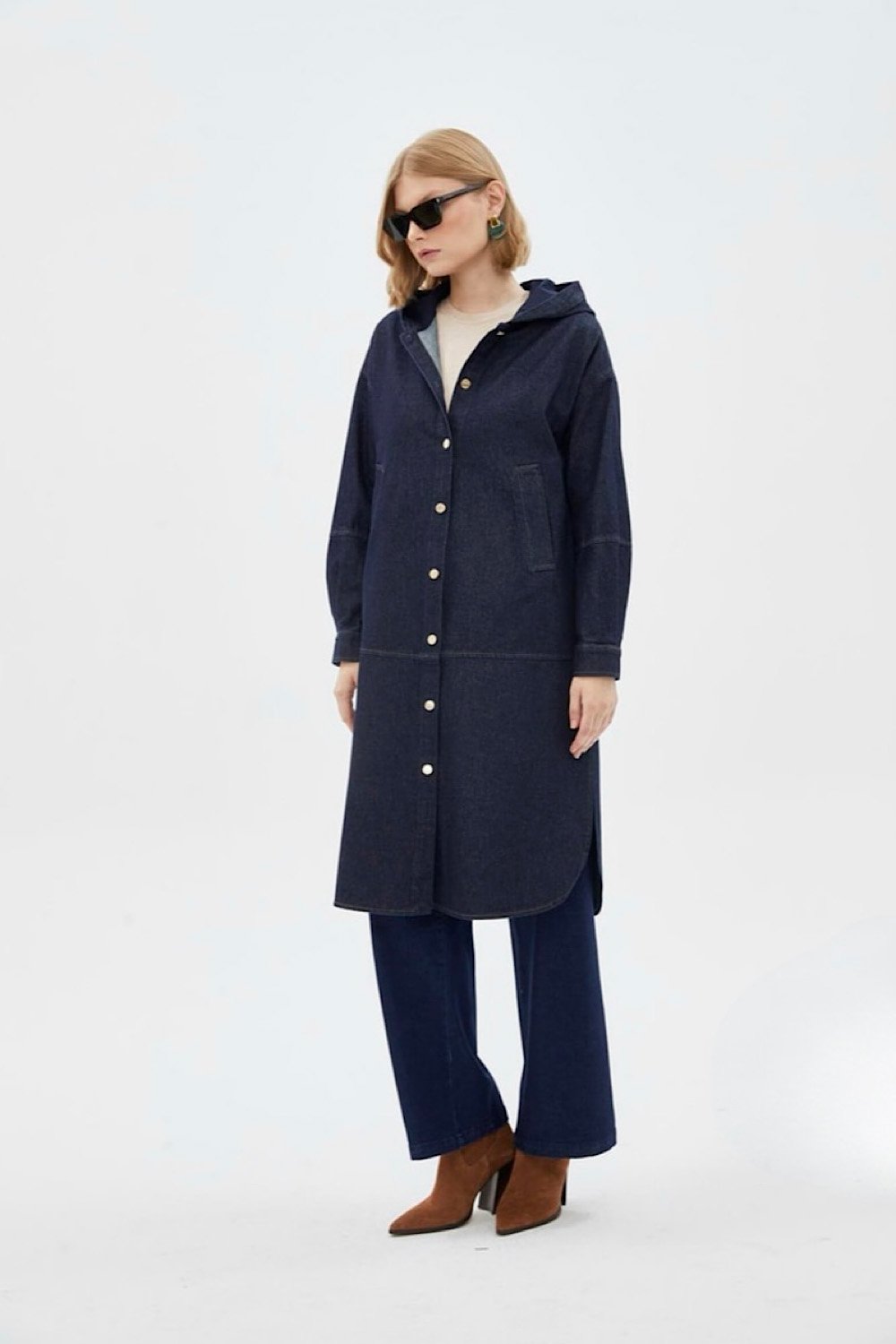 Denim Hooded Coatigan - Image 4