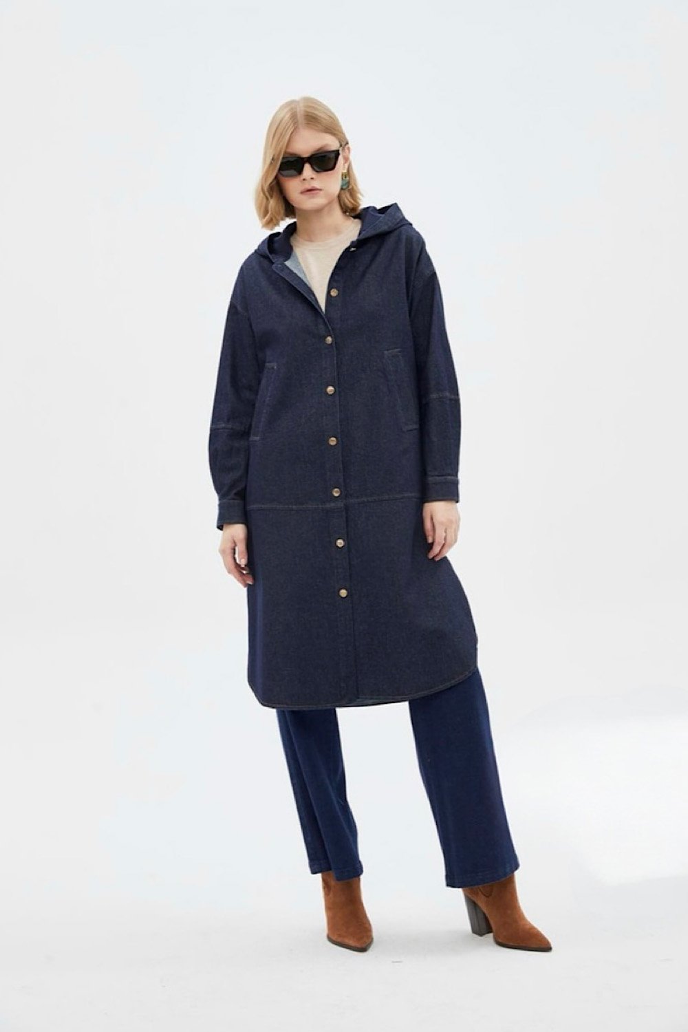 Denim Hooded Coatigan
