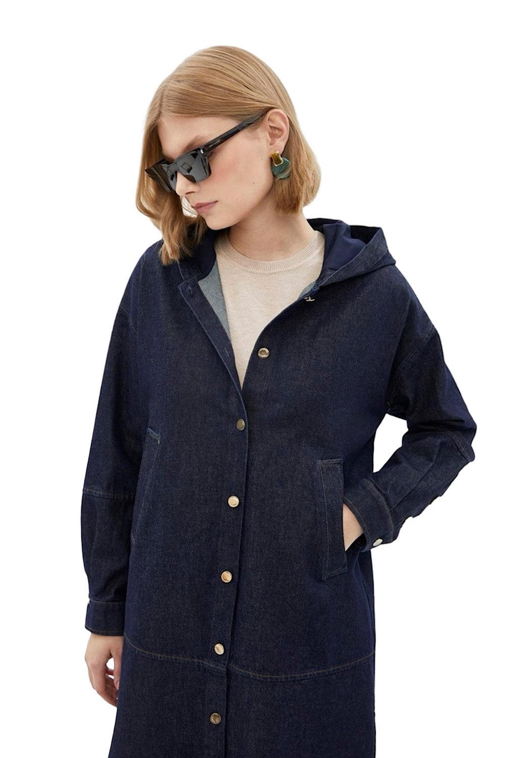 Denim Hooded Coatigan - Image 2