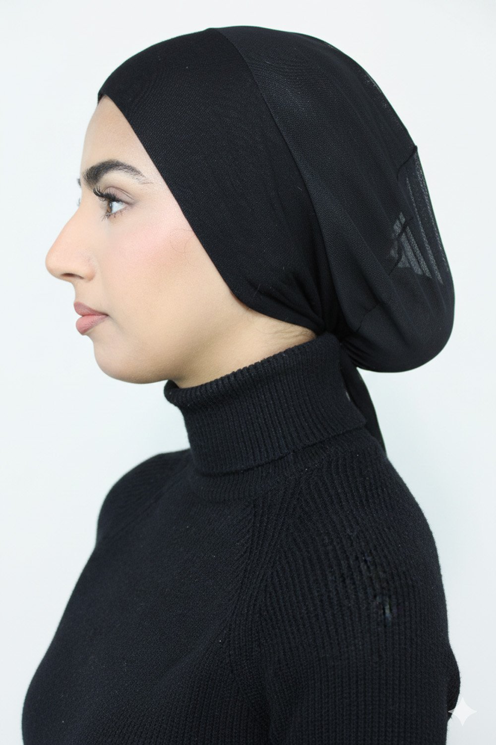 Plain Black Net Tie Back Undercap - Image 5