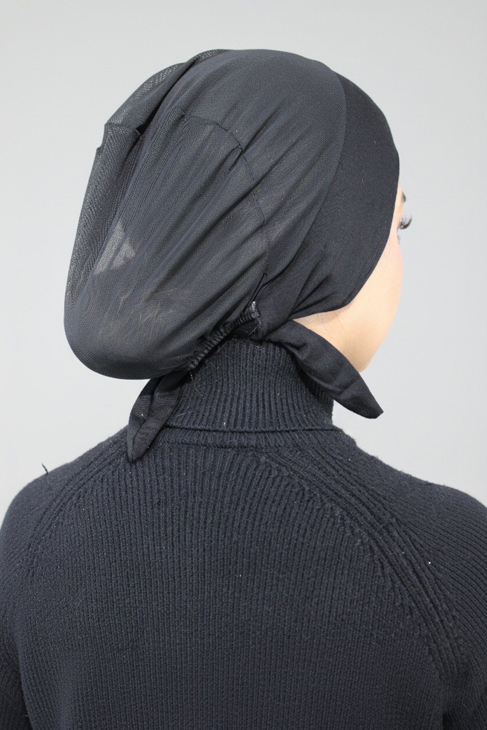Plain Black Net Tie Back Undercap - Image 6