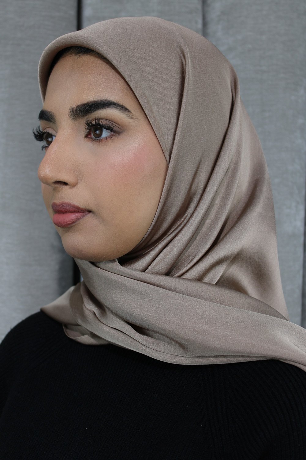 Glossy Silk Square Signature Hijab | Dune - Image 4
