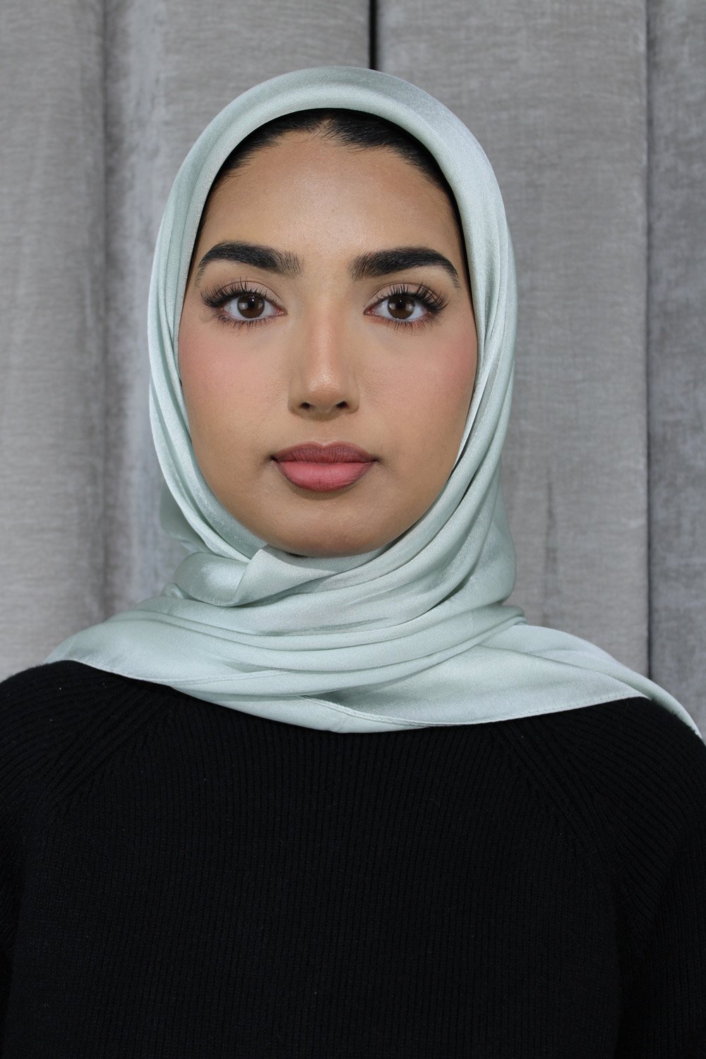 Glossy Silk Square Signature Hijab | Light Mint