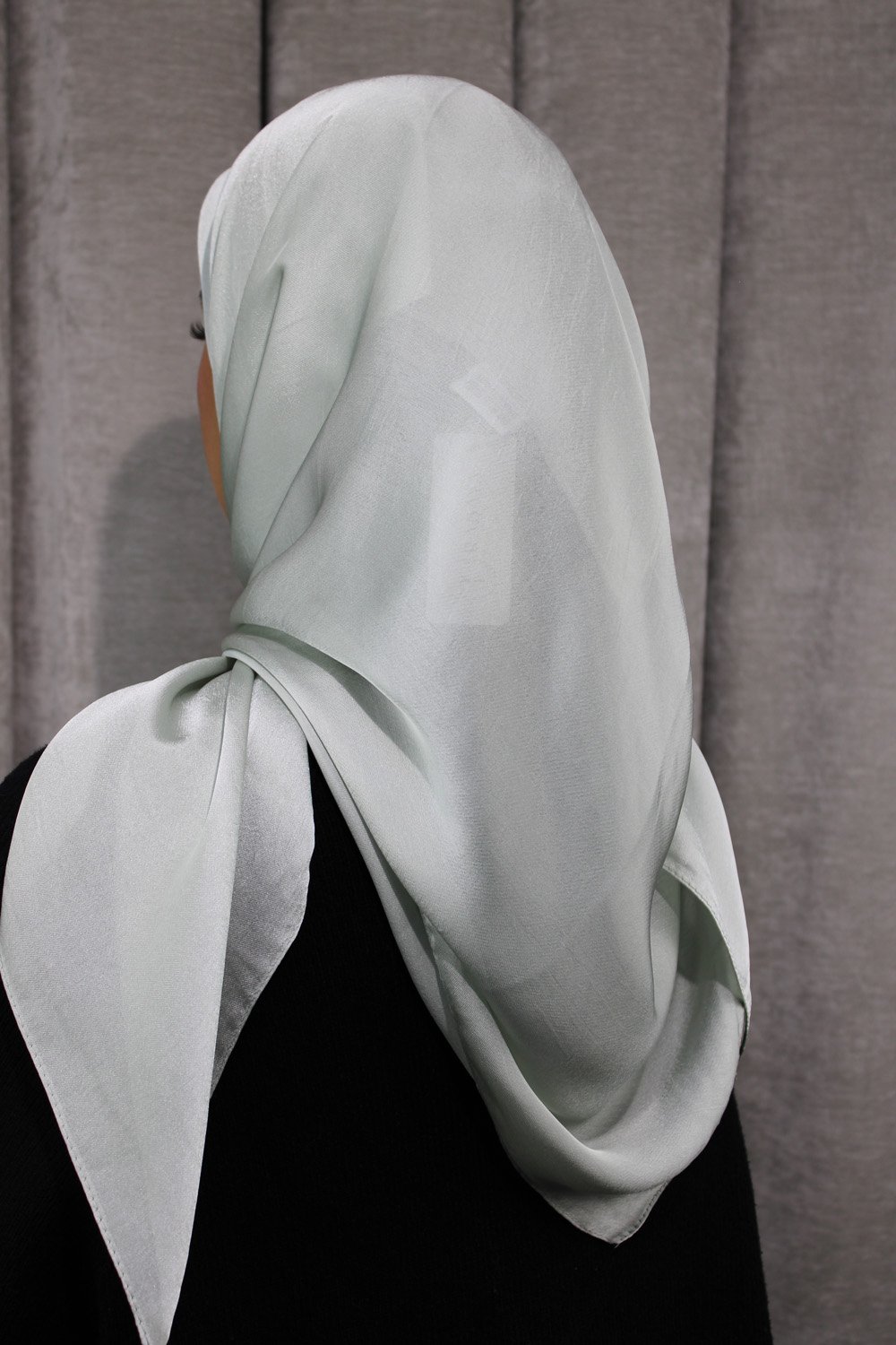 Glossy Silk Square Signature Hijab | Light Mint - Image 2