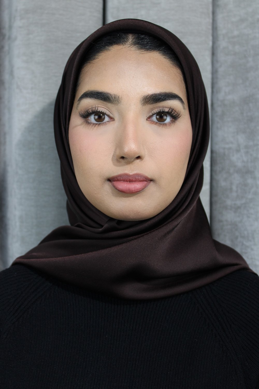 Glossy Silk Square Signature Hijab | Turkish Coffee