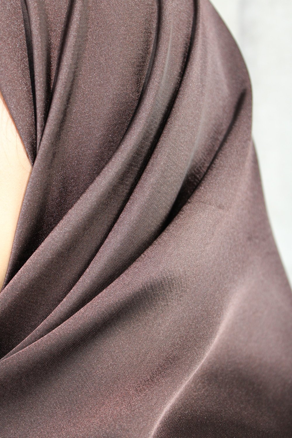 Glossy Silk Square Signature Hijab | Turkish Coffee - Image 3