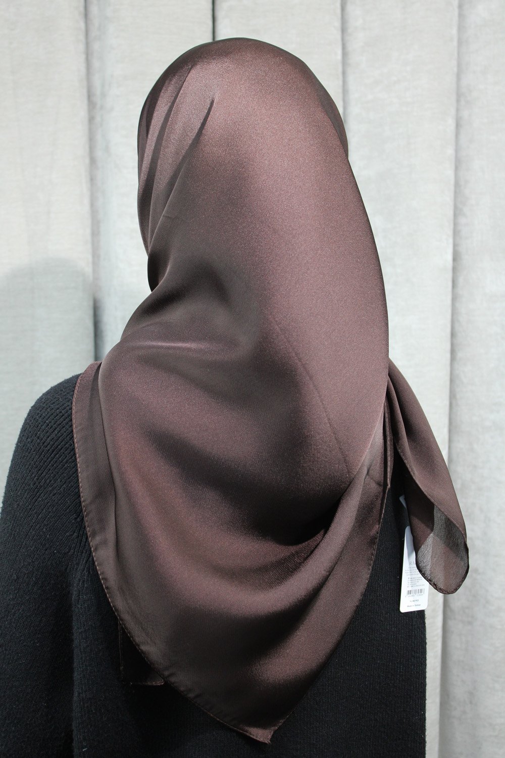 Glossy Silk Square Signature Hijab | Turkish Coffee - Image 2