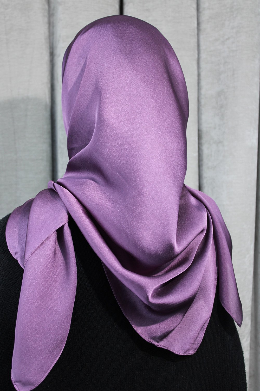 Glossy Silk Square Signature Hijab | Aubergine - Image 2