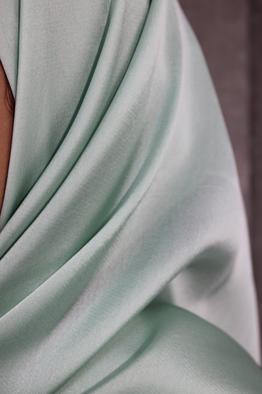 Glossy Silk Square Signature Hijab | Mint - Image 3