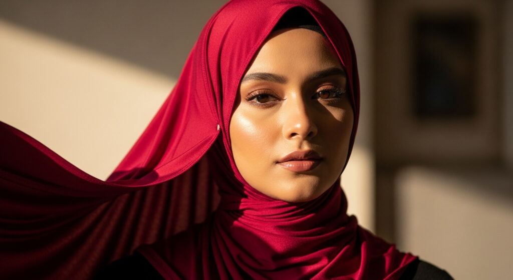 Best Rabaya Liquid Jersey Deep Red Hijab in UK