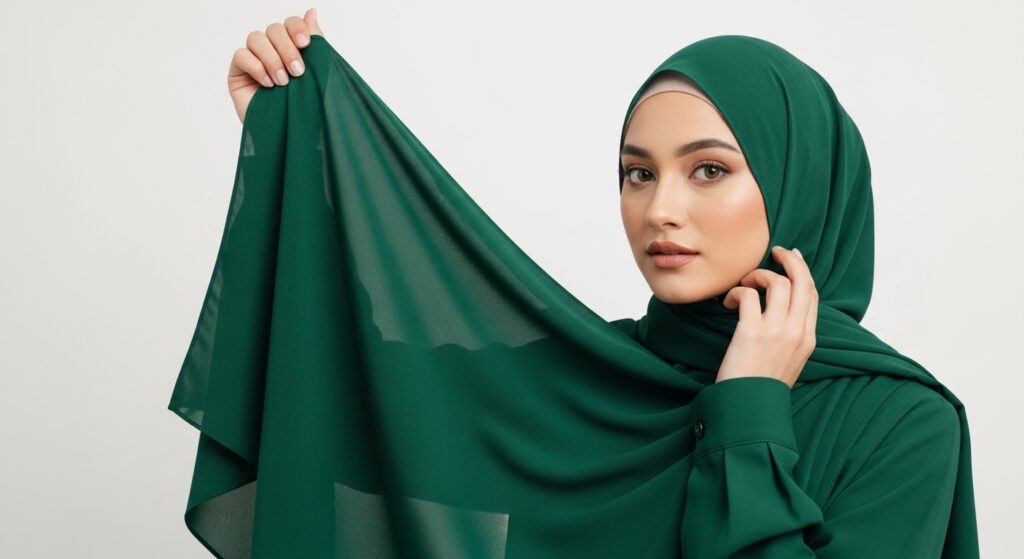 Best Rabaya Cotton Creap Green Hijab in UK
