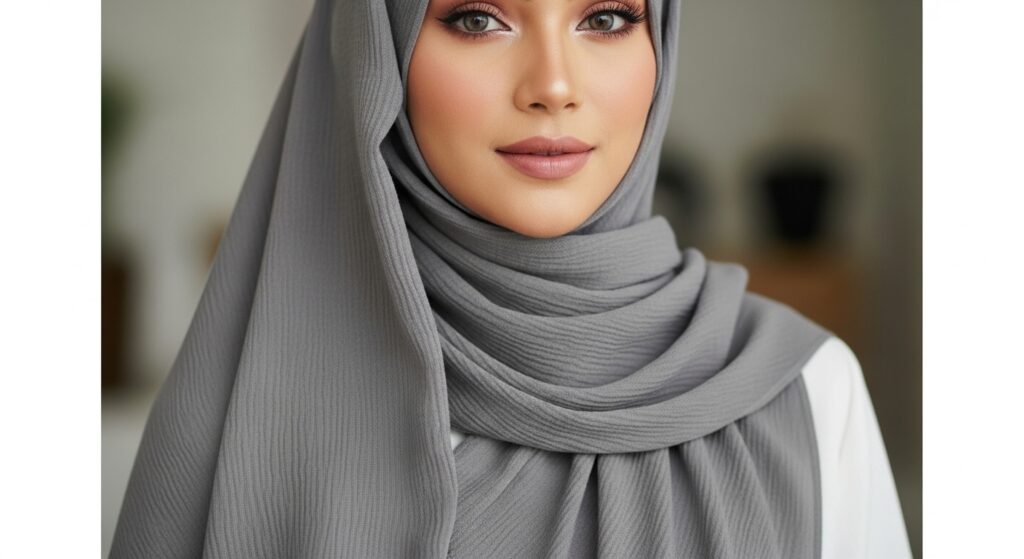 Buy Cotton Crepe Grey Hijab Online UK