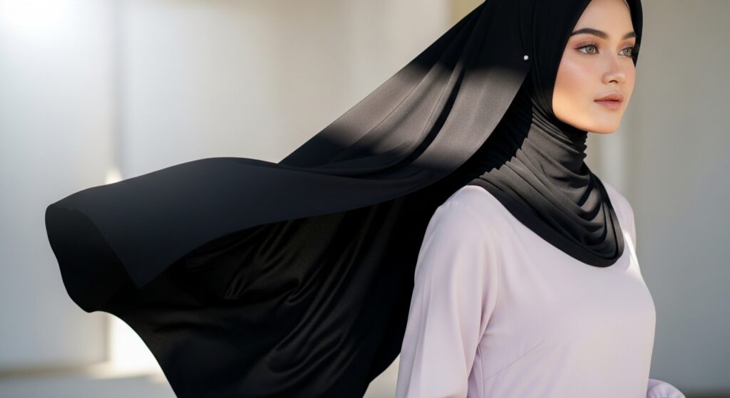 Best Liquid Jersey Black Hijab Online in UK