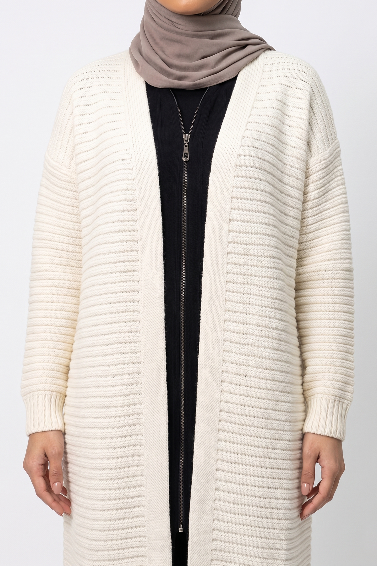 Ribbed Cardigans - Cream - Image 3