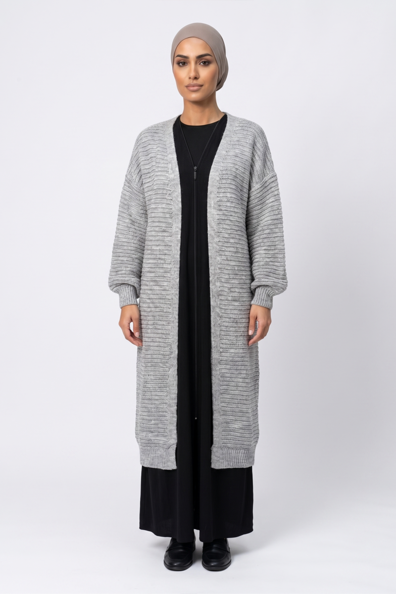 Ribbed Cardigans - Grey