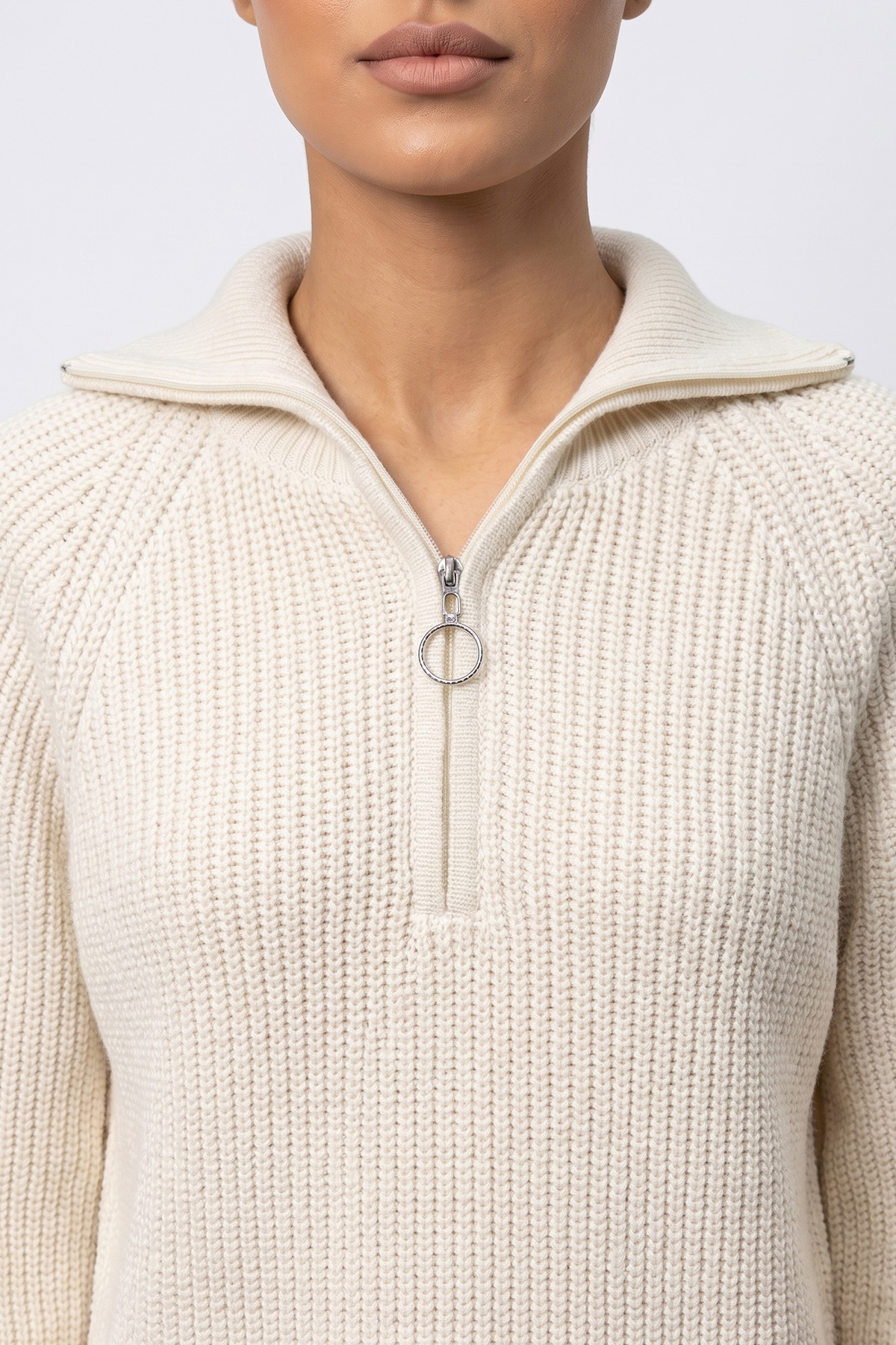 Knitted Jumper Dress - Cream - Image 3